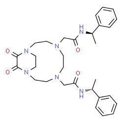 ChemSpider 2D Image | 2,2'-(11,12-Dioxo-1,4,7,10-tetraazabicyclo[8.2.2]tetradecane-4,7-diyl)bis{N-[(1R)-1-phenylethyl]acetamide} | C30H40N6O4
