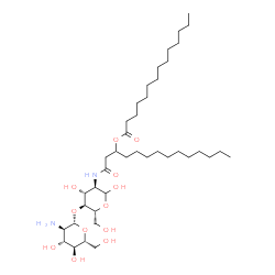 ChemSpider 2D Image | 4-O-(2-Amino-2-deoxy-beta-D-glucopyranosyl)-2-deoxy-2-{[3-(tetradecanoyloxy)tetradecanoyl]amino}-D-glucopyranose | C40H76N2O12