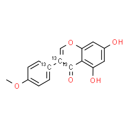 ChemSpider 2D Image | 5,7-Dihydroxy-3-[4-methoxy(1-~13~C)phenyl](3,4-~13~C_2_)-4H-chromen-4-one | C1313C3H12O5