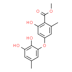 ChemSpider 2D Image | Methyl 4-(2,3-dihydroxy-5-methylphenoxy)-2-hydroxy-6-methylbenzoate | C16H16O6