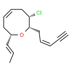 ChemSpider 2D Image | (2S,3S,5Z,8S)-3-Chloro-2-[(2Z)-2-penten-4-yn-1-yl]-8-[(1E)-1-propen-1-yl]-3,4,7,8-tetrahydro-2H-oxocine | C15H19ClO