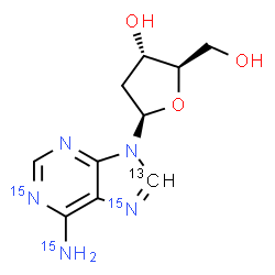ChemSpider 2D Image | 2'-Deoxy(8-~13~C,N~6~,N~6~,N~8~-~15~N_3_)adenosine | C913CH13N215N3O3