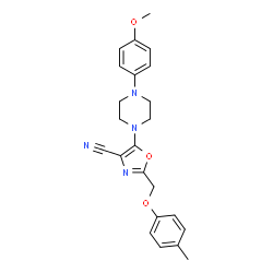 ChemSpider 2D Image | 5-[4-(4-Methoxyphenyl)-1-piperazinyl]-2-[(4-methylphenoxy)methyl]-1,3-oxazole-4-carbonitrile | C23H24N4O3