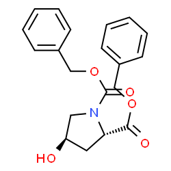 ChemSpider 2D Image | Dibenzyl (2S,4R)-4-hydroxy-1,2-pyrrolidinedicarboxylate | C20H21NO5