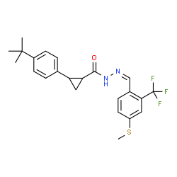 ChemSpider 2D Image | 2-[4-(2-Methyl-2-propanyl)phenyl]-N'-{(Z)-[4-(methylsulfanyl)-2-(trifluoromethyl)phenyl]methylene}cyclopropanecarbohydrazide | C23H25F3N2OS