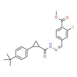 ChemSpider 2D Image | Methyl 2-iodo-4-{(Z)-[({2-[4-(2-methyl-2-propanyl)phenyl]cyclopropyl}carbonyl)hydrazono]methyl}benzoate | C23H25IN2O3