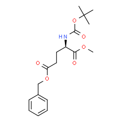 ChemSpider 2D Image | 5-Benzyl 1-methyl N-{[(2-methyl-2-propanyl)oxy]carbonyl}-D-glutamate | C18H25NO6