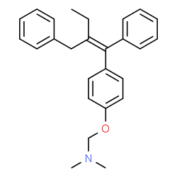 ChemSpider 2D Image | 1-{4-[(1Z)-2-Benzyl-1-phenyl-1-buten-1-yl]phenoxy}-N,N-dimethylmethanamine | C26H29NO