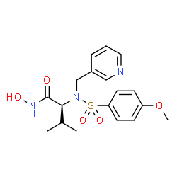 ChemSpider 2D Image | N-Hydroxy-N~2~-[(4-methoxyphenyl)sulfonyl]-N~2~-(3-pyridinylmethyl)-L-valinamide | C18H23N3O5S