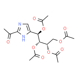 ChemSpider 2D Image | (1R,2R,3S)-3,4-Diacetoxy-1-(2-acetyl-1H-imidazol-5-yl)-1,2-butanediyl diacetate | C17H22N2O9