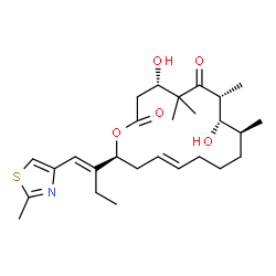 ChemSpider 2D Image | (4S,7R,8S,9S,13E,16S)-4,8-Dihydroxy-5,5,7,9-tetramethyl-16-[(1E)-1-(2-methyl-1,3-thiazol-4-yl)-1-buten-2-yl]oxacyclohexadec-13-ene-2,6-dione | C27H41NO5S