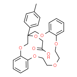 ChemSpider 2D Image | {[18-(4-Methylphenyl)-6,7,9,10,18,19-hexahydro-17H-dibenzo[b,k][1,4,7,10,13]pentaoxacyclohexadecin-18-yl]oxy}acetic acid | C28H30O8