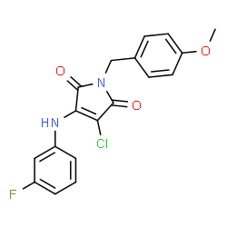 ChemSpider 2D Image | 3-Chloro-4-[(3-fluorophenyl)amino]-1-(4-methoxybenzyl)-1H-pyrrole-2,5-dione | C18H14ClFN2O3