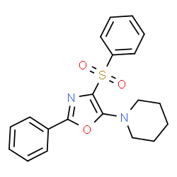 ChemSpider 2D Image | 1-[2-Phenyl-4-(phenylsulfonyl)-1,3-oxazol-5-yl]piperidine | C20H20N2O3S