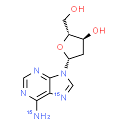 ChemSpider 2D Image | 2'-Deoxy(N~6~,N~8~-~15~N_2_)adenosine | C10H13N315N2O3