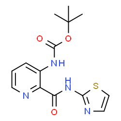 ChemSpider 2D Image | TERT-BUTYL {2-[(1,3-THIAZOL-2-YLAMINO)CARBONYL]PYRIDIN-3-YL}CARBAMATE | C14H16N4O3S
