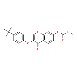 ChemSpider 2D Image | Methyl 3-[4-(2-methyl-2-propanyl)phenoxy]-4-oxo-4H-chromen-7-yl carbonate | C21H20O6