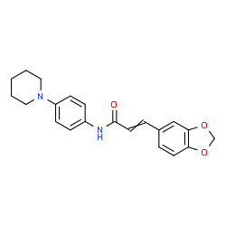 ChemSpider 2D Image | 3-(1,3-Benzodioxol-5-yl)-N-[4-(1-piperidinyl)phenyl]acrylamide | C21H22N2O3