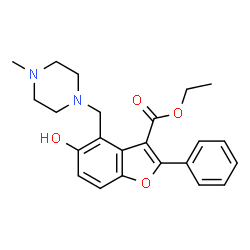 ChemSpider 2D Image | Ethyl 5-hydroxy-4-[(4-methyl-1-piperazinyl)methyl]-2-phenyl-1-benzofuran-3-carboxylate | C23H26N2O4