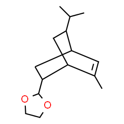 ChemSpider 2D Image | 2-(8-Isopropyl-6-methylbicyclo(2.2.2)oct-5-en-2-yl)-1,3-dioxolane | C15H24O2